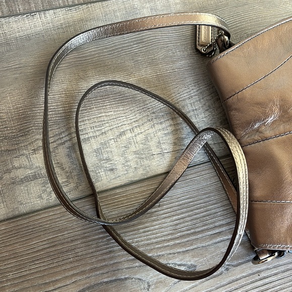 Coach Bronze Leather Flap Crossbody Bag - Picture 9 of 12
